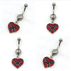 Förhindra allergier Body Piercing Belly Button Rings National Flag Heart-Shaped Navel Pendant Rings Navelical Nail T3C0108