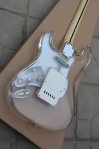 Frete grátis hot guitarra Elétrica yakeli transparente orgânica harpa corpo de vidro guitarra