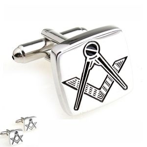 High quality polished brass men's silver masonic cuff link Mens Jewelry freemason shirt cuff Cufflinks without G customized