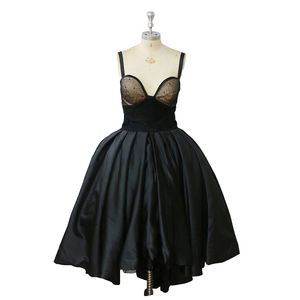 2018 Cheap Vintage Nero Abito da ritorno a casa Sexy High Low senza spalline Donna Immagine reale Medio Oriente Vestido De Noiva Abiti da festa retrò da donna