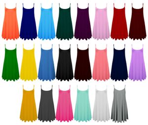 Ladies Camisole Cami Flared Skater Womens Strappy Vest Top Swing Mini Dress 8-24