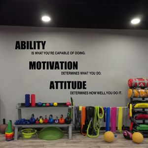 Gym Wall Decals Poster, Motivational Fitness Citat Wall Stickers - förmåga, motivation, attityd Gymdekor