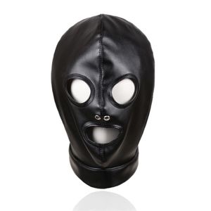 Gotisk maskhuvud, mjuk pu läder exponerad mun ögon fetisch bdsm huvud bondage restraint masks gimp cosplay sexleksaker för par