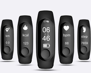 Pulsera inteligente M3 mejorada, rastreador de ejercicios, reloj inteligente con frecuencia cardíaca, pulsera impermeable, podómetro, pulsera para teléfonos móviles IOS y Android