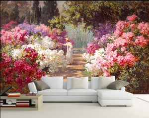 Carta da parati 3D Murale di arte per soggiorno Grande Pittura Home Decor Parco Fiori Paesaggio Pittura ad olio Personalizzato 3d Mural Wallpaper