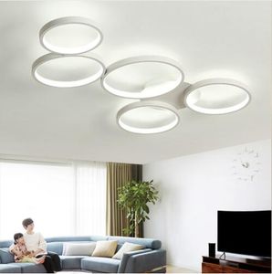 Cirkulära LED taklampor 5 Ringar ljuskrona Belysning Dimmerbar Flush Mount Light för vardagsrum Sovrum Kök