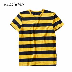 NEWDISCVEY Men's Striped T-shirt 2018 Summer Fashion Cotton Men Tee T Shirt O Neck Loose Casual Short Sleeve Man Tshirt Tops