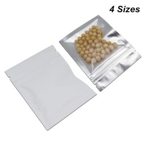 Clear / 100pcs Branco / Lot Foil Mylar Zipper sacos de embalagem Folha Bolsa para snack spice Doce folha de alumínio alimentar a longo prazo armazenamento plano Wraps