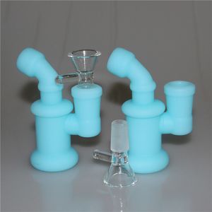 Glöd i den mörka mini Bong Hookah Silicone Blunt Bongs Bubbler Joint Silicone Bubble Water Pipe Små rökrör