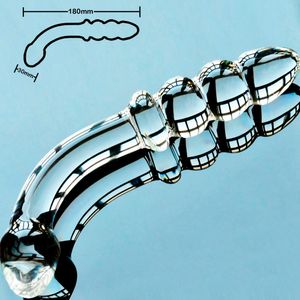 Pyrex vetro dildo pene artificiale cazzo cristallo anale tallone butt plug massaggio prostatico masturbarsi giocattolo del sesso per donne adulte uomini gay S18101309