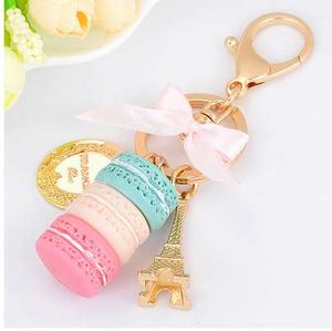 Смола Macaron Keychance Key Цепи Прекрасный Макарун Сумка Charm KeyChain Chaveiros Llaveros Золотой Металлический Ключ Автомобиль Держатель