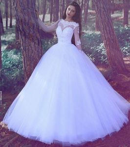 Vestido de noiva vestido longo manga laço applique branco banquete tule
