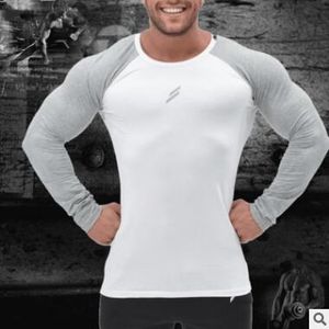 İlkbahar Yaz Marka Erkek Tişört Hızlı Kuru Üç Çeyrek Kollu T Shirt Casual Erkek Vücut Geliştirme İnce Tişörtler
