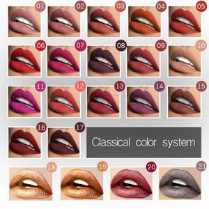 21 sztuk / partia Pudaier Wodoodporna aksamitna szminka cieczy Sexy Red Lip Tint 21 Kolory Makijaż Długotrwałe Maquiagem Matte Nude Glossy Gloss