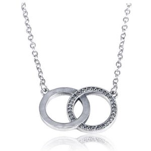 Joyas De Anillo Claro al por mayor-Genuino anillos de plata esterlina doble claro Rhinestone colgante collar de estilo europeo de lujo DIY regalo de la joyería PNC2