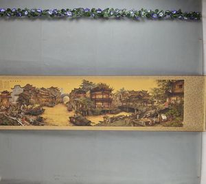 Antique collection antique enamel painting banner landscape painting living room painting Nanxiang old dream map