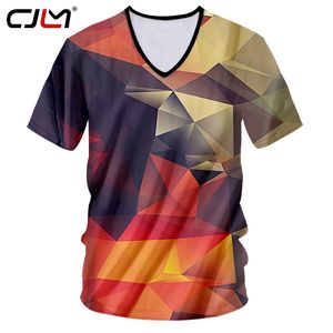 CJLM T-shirt Hombre Factory V Neck Manga Curta Geométrica 3D Tshirt Imprimir Gráficos Estereoscópicos Casual 7XL Man Primavera Camisetas