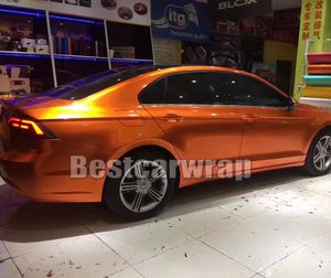 Sunrise Gloss Candy Orange Vinyl Wrap для целого автомобиля Обертывание покрытие фольга с воздушным пузырем Бесплатные премиум качества Размер качества: 1,52 * 20 м / рулон 5x67ft