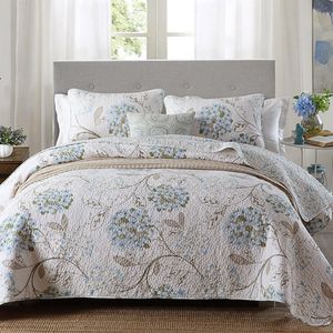 KVALITETPRINTERAD BEDSPOLED TROCT SET 3PC quiltad sängkläder Bomulls täcken Sängöverdrag inklusive örngott King Size Coverlet Filt276X