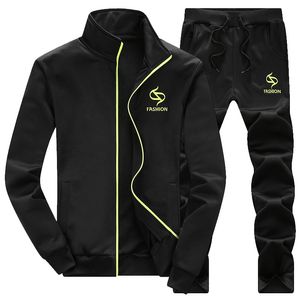 Wholesale- Men's Sportswear Fitness Training Running Tracksuit Cotton Zipper Collar Breathable Stand Collar Tracksuit Autumn Sports Wear