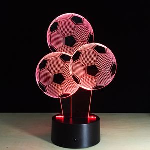 Fotboll Night Lights 3D Novelty Light 7 Färger Ändra World Cup Vision Stereo Illusion Ledd Färgrik atmosfärslampa