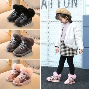 Scarpe per bambini Vendita calda Australia Stivali da neve per bambini Bambini Slip-on impermeabili Stivali di cotone caldo in vera pelliccia Ragazzi Ragazze Stivali invernali con punta a conchiglia