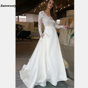 Шикарное длинное свадебное платье с иллюзией с длинными рукавами кружево видеть сквозь линию свадебные платья свадебные платья на заказ