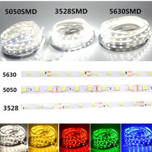 Светодиодные полосы света 12V SMD3528 5050 5630 300LED Strip Non-водонепроницаемый ленты для гибкой полосы Декор Лампада водить 5M / рулон RGB