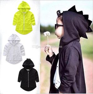 INS Children boys dinosaur coats Kids hooded Outwear Autumn long sleeve Tops Jackets baby clothes C2757