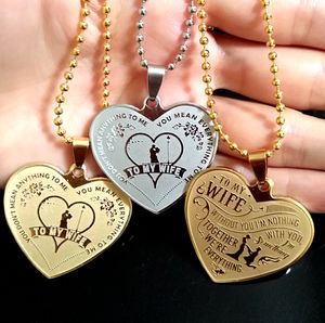 12 Stück „An meine Frau“-Edelstahl-Anhänger-Halskette, Ehefrau, Geburtstagsgeschenk, Hochzeitstag, Liebhaber-Geschenk, Großhandel, Charm-Schmuck mit Ketten