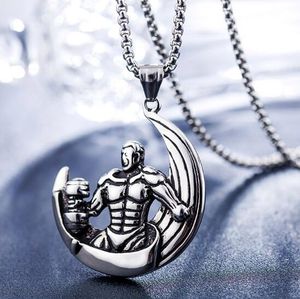 new Europe and the United States men's stainless steel lifting iron dumbbell pendant titanium steel giant fitness hanging decorations fashio