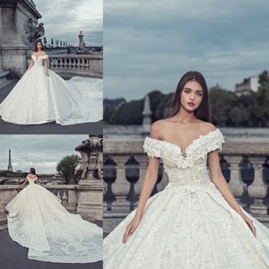 2020 Off Shoulder Wedding Dress Full Lace Vestidos De Novia Ball Gown Wedding Dresses Sexy Backless Bridal Gowns With Long Train