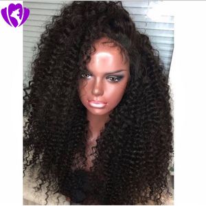 High quality Long Kinky Curly Heat Resistant Lace Front Wig Handmade Glueless Synthetic Natural Hairline Hair Wigs For Women