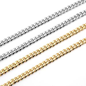 Cadeia Colar cubana link de aço inoxidável banhado a ouro 18K Tom Punk colar pulseira (3 5 7mm24