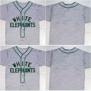 Herren Denver White Elephants Button-Down-Trikot Negro League Grau Alle Ed Sewn Hochwertige, versandkostenfreie Trikots
