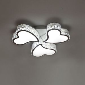 현대 흰색 심장 크리스탈 LED 침실 천장 램프 거실 흰색 금속 프레임 연구실 아크릴 하단 패널 식당 천장 조명