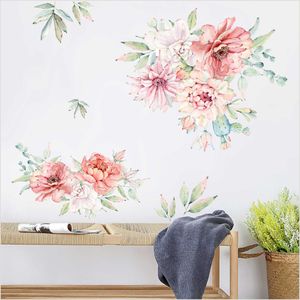 Colorato fiori primaverili adesivi murale TV Sfondo divano decorazione per casa decorazioni per la casa decalcomania per parete peoniche decorazioni per matrimoni da giardino 3d