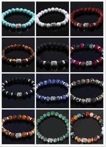 Gioielli di lusso Perline Gioielli in pietra naturale Braccialetti economici con perline di ancoraggio Buddha per uomo Donna Bracciale Buddha Lava Chakra