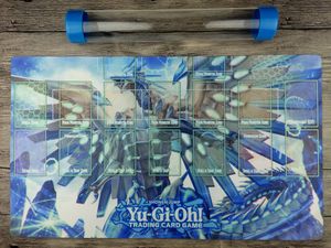 YuGiOh Blue-Eyes Chaos MAX Dragon Custom Playmat Master regola 4 Zone Free Tube Spedizione gratuita per la ricezione di borse.