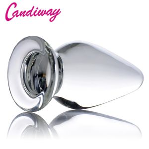 Candiway Glass Anal Plug Clear Crystal Big Ball Tapered Anus Butt Plug Sexleksaker För Vuxna Onani Sex Produkter Gay Lesbisk Y18100703