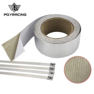 PQY RACING - Car Aluminum Reinforced Tape Adhesive Backed Heat Shield Resistant Wrap For Intake pipe WITH 4PCS TIES PQY1612