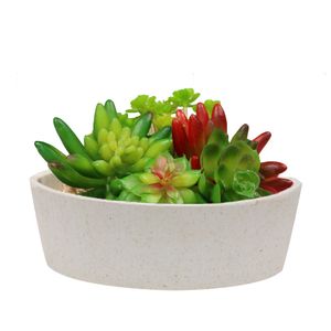 Muzhi 6,7 tum växtfiber runda succulent kaktusplanter krukor, cylindrisk modern design dekorativ trädgård blomma skål saftig låda