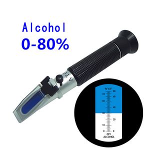 Gratis frakt Alkohol Refraktometer Alkoholmätare Mätare 0 ~ 80% V / V ATC Handhållen Verktyg Hydrometer Koncentration Sprit Tester Vin