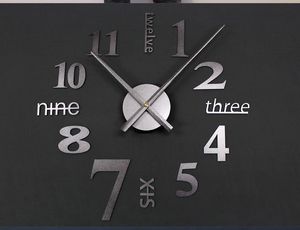 Large size metal texture DIY wall clock European style living room fashion art mute personality clock creative clock