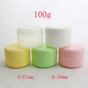 Renkli Boş Yuvarlak Plastik Kalay Kapları 100ml, 100g Kozmetik Makyaj Paketleme PP Şişeler Kavanoz Kapaklar Beyaz / Pembe / Sarı