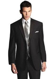 Hot Sale Classic Black 3 Piece Suit Notch Lapel Two Button Men Wedding Tuxedos Men Business Prom Dinner Blazer(Jacket+Pants+Tie+Vest) 456