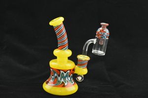 Glass hookah yellow oil drilling rig smoking pipe bong 14mm joint, factory direct price concessions