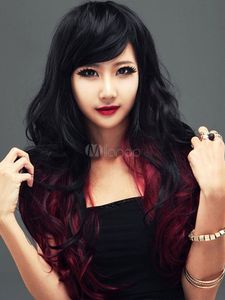 Как человеческие волосы, мода, сексуальные натуральные дамы, длинные волнистые черные красные парики парики