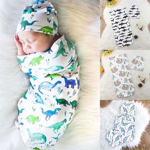 11 Styles toddler Spädbarn Baby INS Swaddle Pojkar Flickor Björnfilt+hatt Nyfödd Baby Sovsäck i mjuk bomull 2st/set Sovsäckar C5504