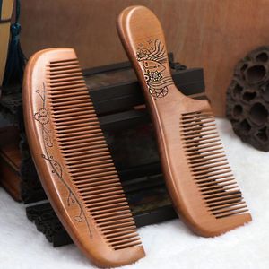 New Natural Peach Wood Comb Close Teeth Anti-static Head Massage Hair Care Wooden Tools Beauty Accessories
